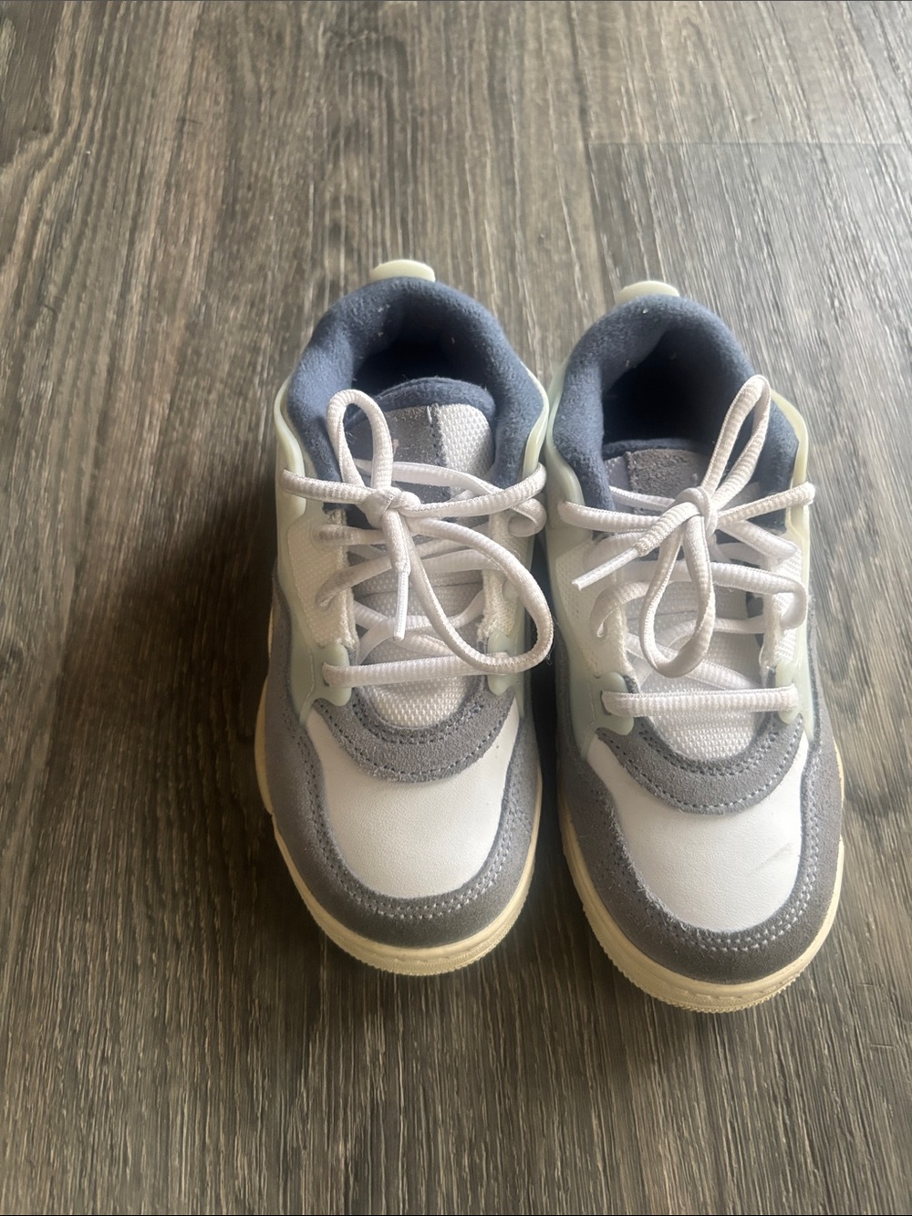 Kids White and Gray Lightweight Sneakers